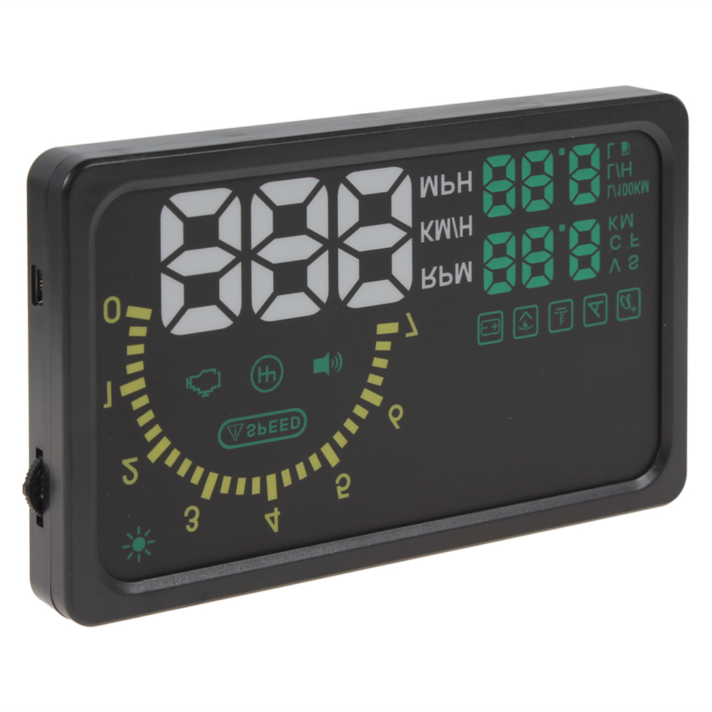 obd2 car hud head up speed display system obd ii with overspeed warning / km rpm / shift light / temperature + tire indicator i5