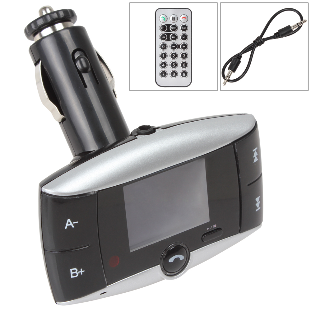 1.5 inch lcd hands wireless bluetooth car kit speakerphone stereo hands mp3 player fm transmitter usb sd mmc + remote