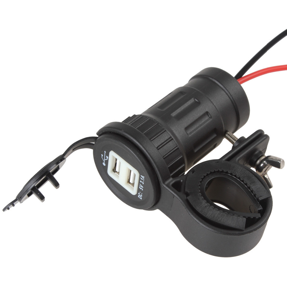 12-24v waterproof universal dual usb car motorcycle phone charger power adapter ith stand