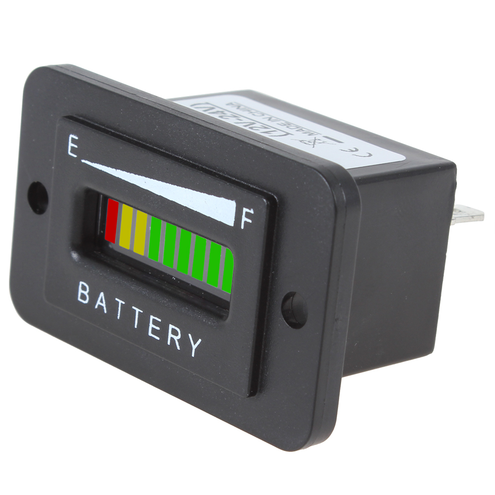 12v / 24v 36v 48v led low battery indicator battery fuel gauge digital battery tester meter with three-color 10-bar led