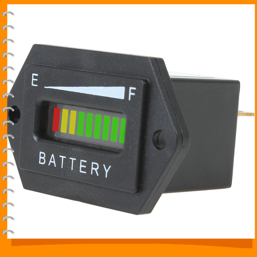 12v / 24v 36v 48v rectangle three-color led low battery indicator digital battery tester meter battery fuel gauge