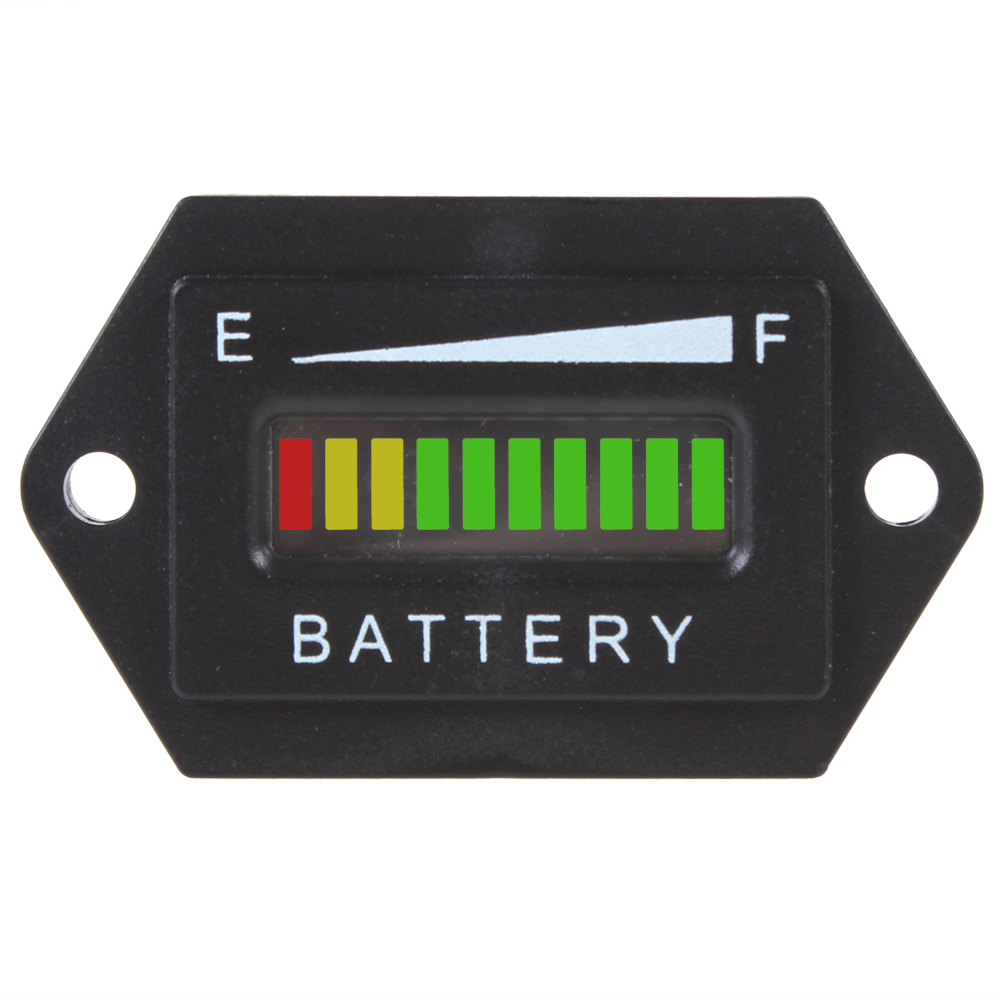 12v / 24v 36v 48v rectangle three-color led low battery indicator digital battery tester meter battery fuel gauge