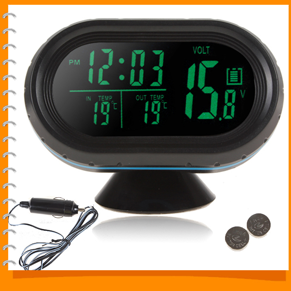 12v / 24v digital auto car thermometer + car battery voltmeter voltage meter tester monitor + noctilucous clock + ze alert 12v / 24v digital auto car thermometer + car battery voltmeter voltage meter tester monitor + noctilucous clock + ze alert