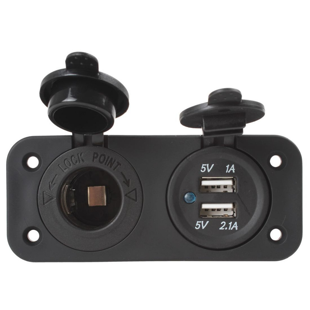 12v car cigarette lighter plug adapter socket splitter waterproof motorcycle boat dual usb power charger outlet for smart phone