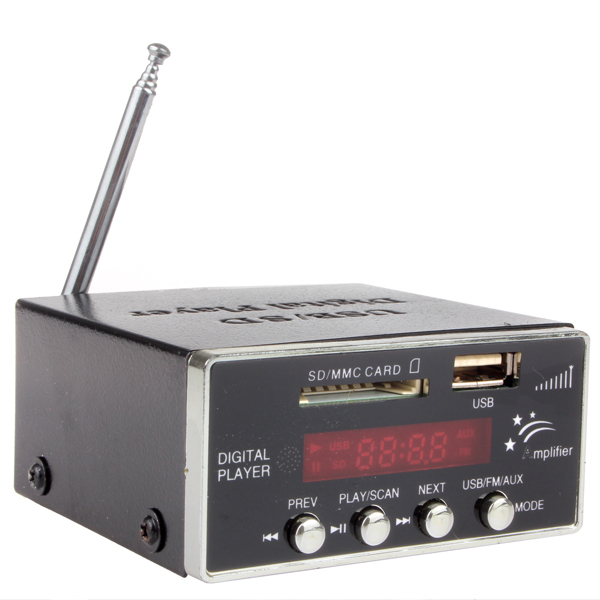 12v digital auto car power amplifier & audio mp3 player with fm radio 4-electronic keypad support usb sd mmc card + remote