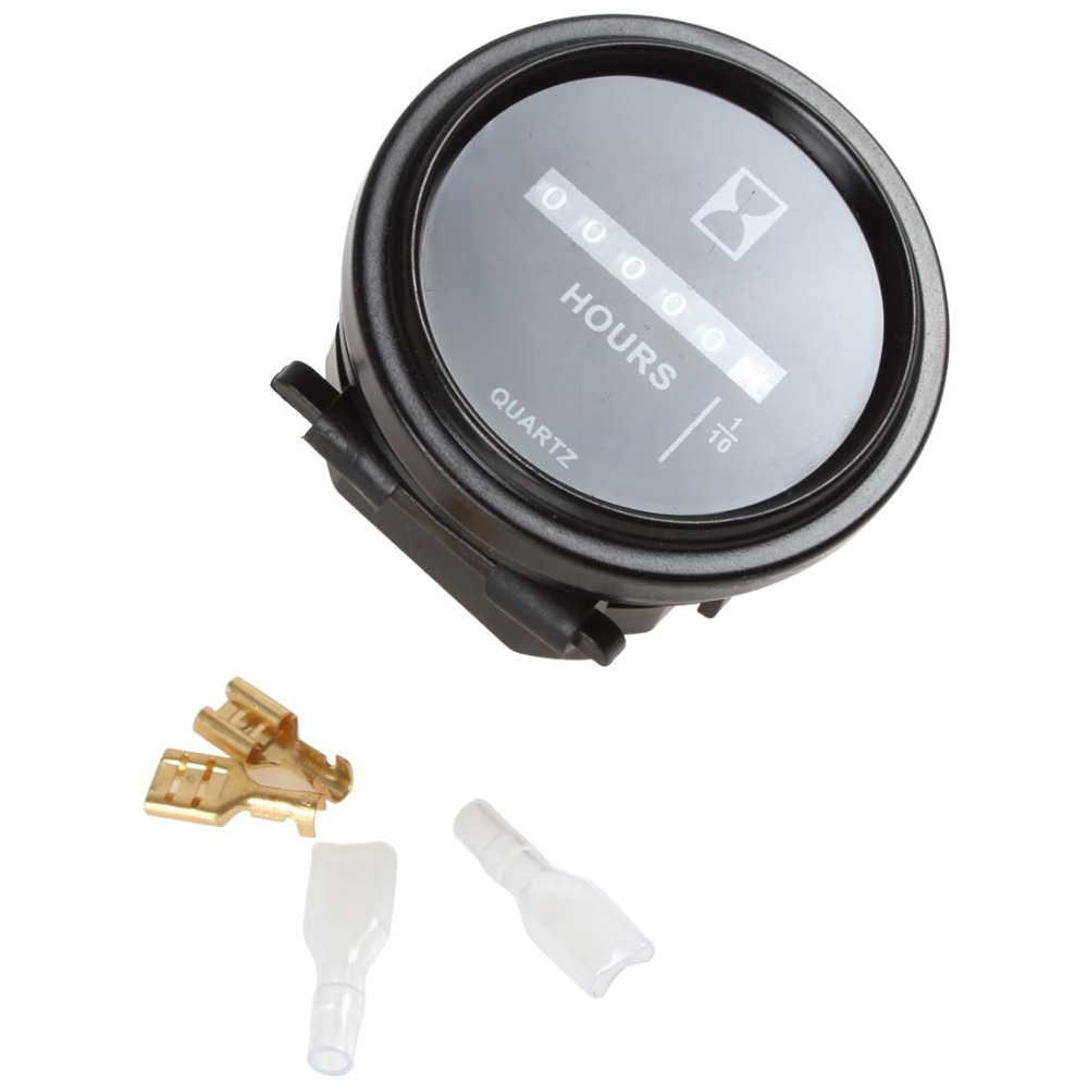 2 inch dc 8-80v round hour meter industrial digital electronic mechanical timer for race cars / fork lifts / trucks / boats