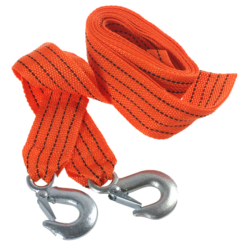 3 tons 4m flsorescence universal car towing cable tow rope strap with hooks