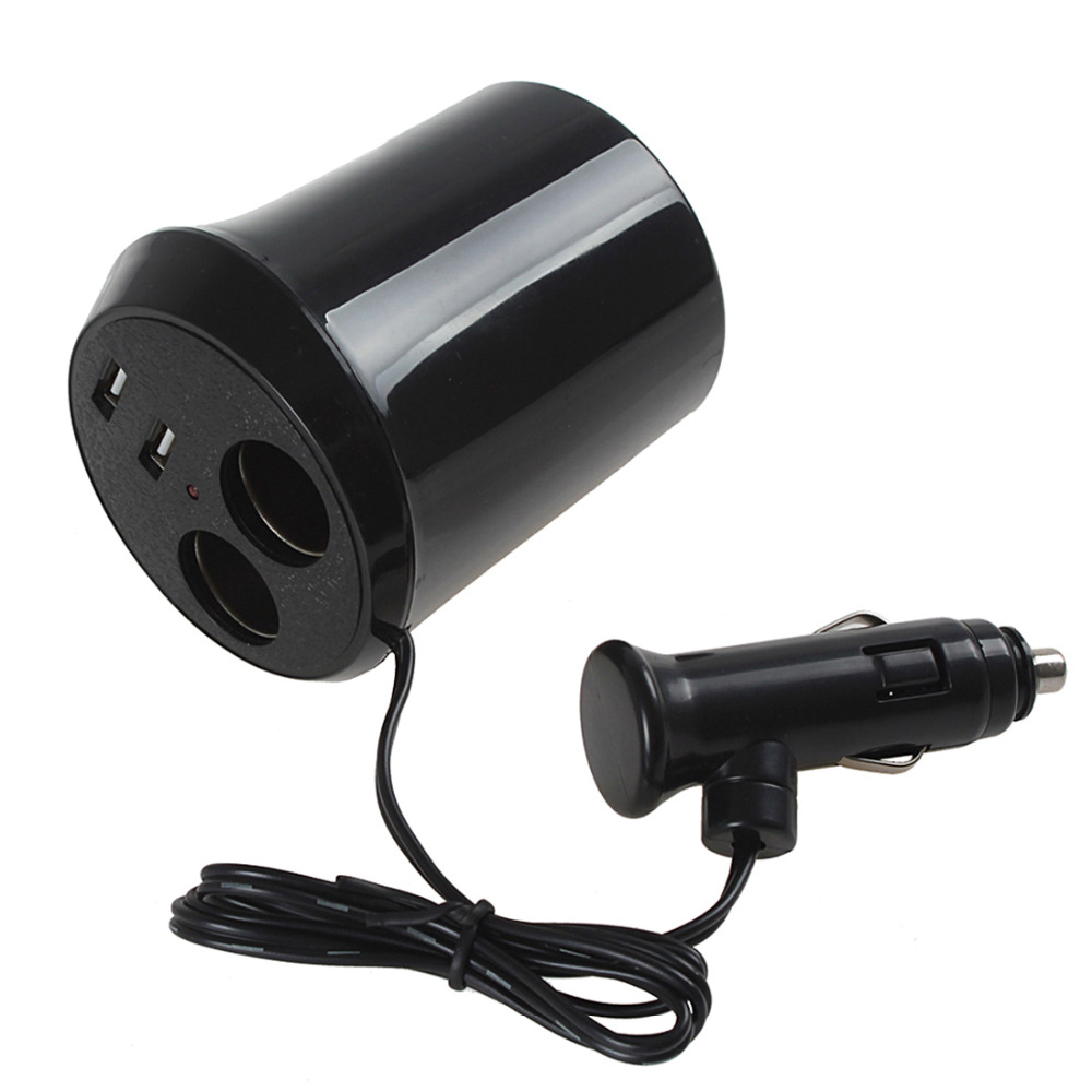 black 12v dual usb port 2 sockets car cigarette lighter charger auto power adapter splitter for phone ipod mp3 pda