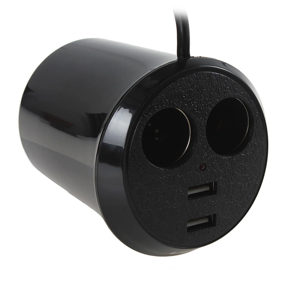 black 12v dual usb port 2 sockets car cigarette lighter charger auto power adapter splitter for phone ipod mp3 pda