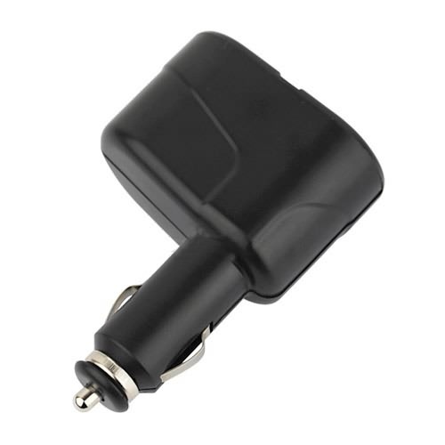 black mini auto car cigarette lighter socket plug cigarette charger 2 way splitter adapter