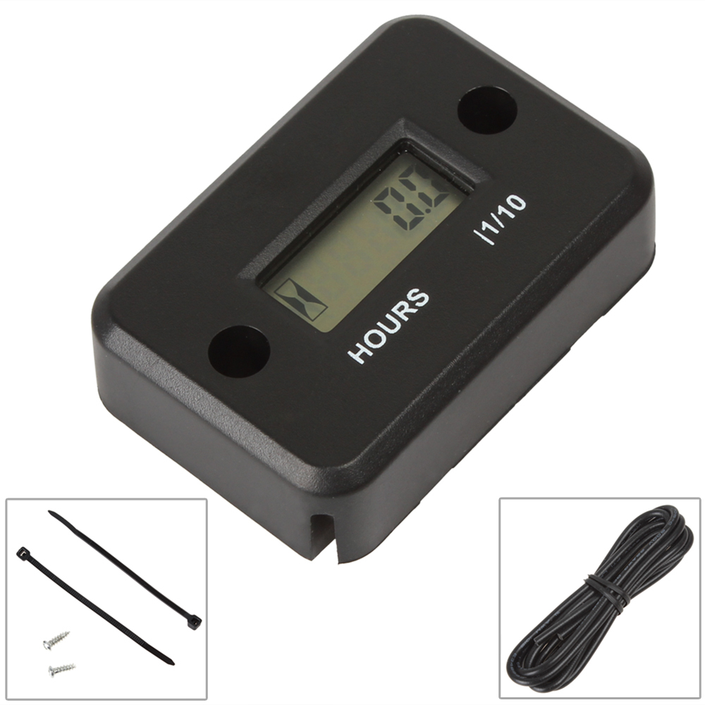 completely waterproof engine hour meter lcd screen display induction type engine meter gauge for all gasoline engine