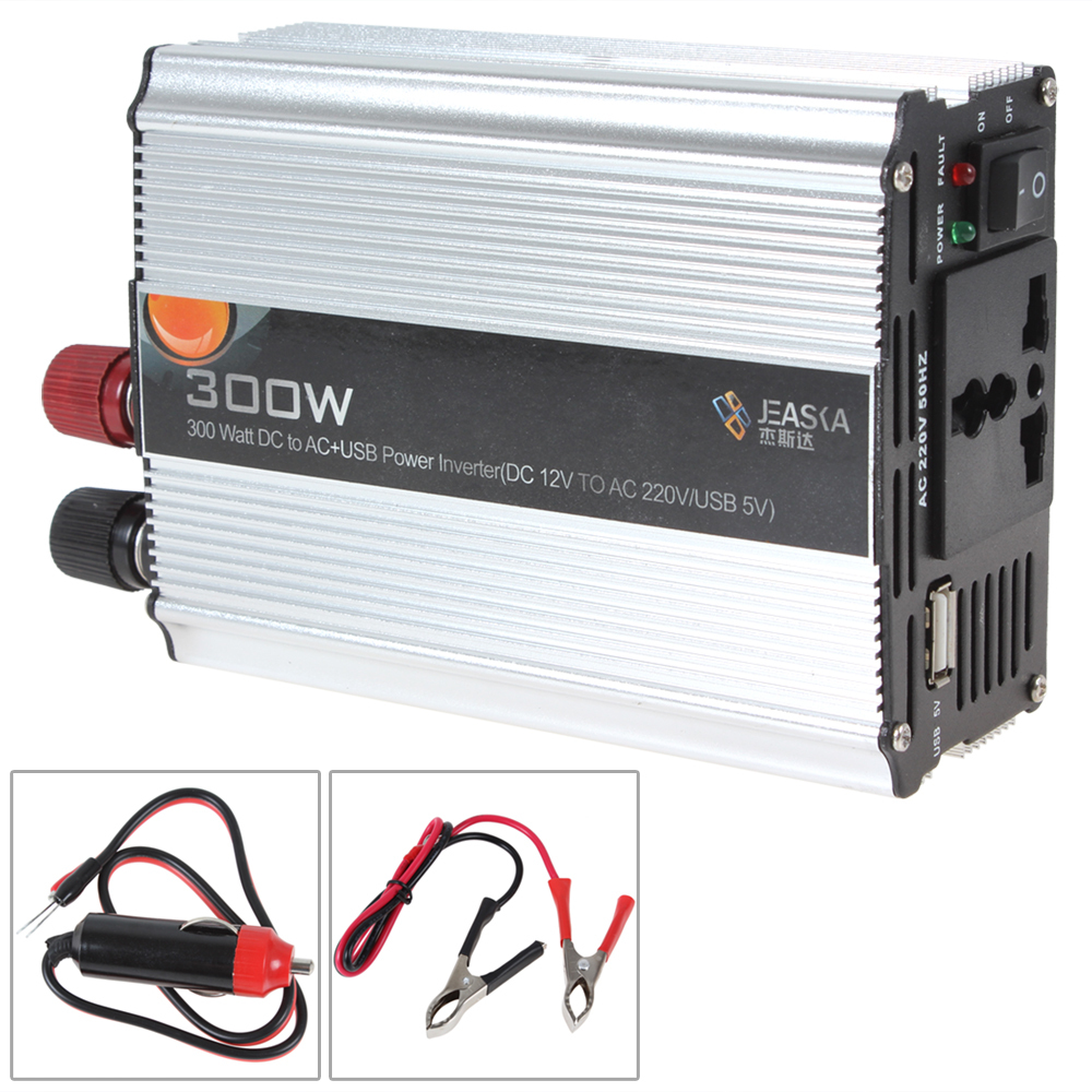 dc 12v to ac 220v / usb 5v 300w car power inverter adapter auto car power converter adaptor automatic thermal shutdown