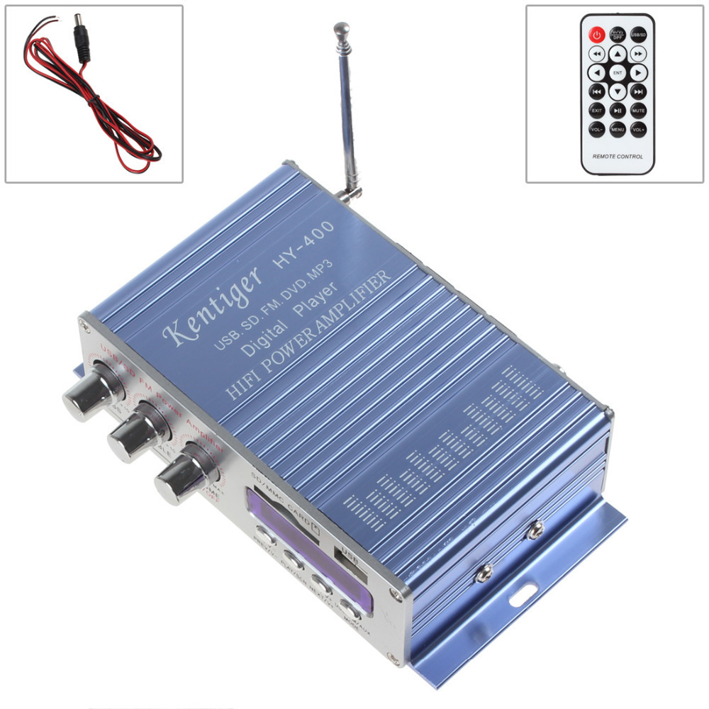 hy-400 12v digital display auto car power amplifier stereo audio support usb / sd card input with remote control