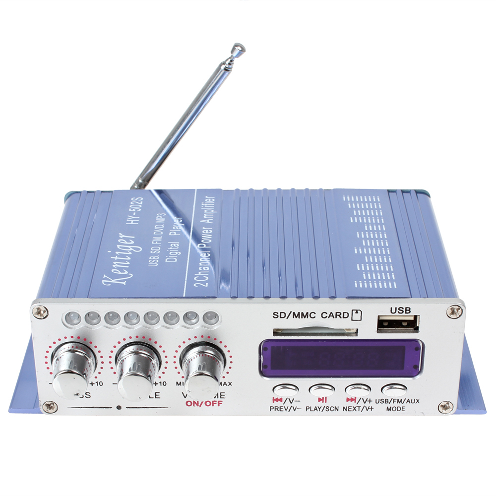 hy502s bluetooth car power amplifier stereo sound mode hifi 2 channel mini digital fm audio + mp3 speaker music player for ipod