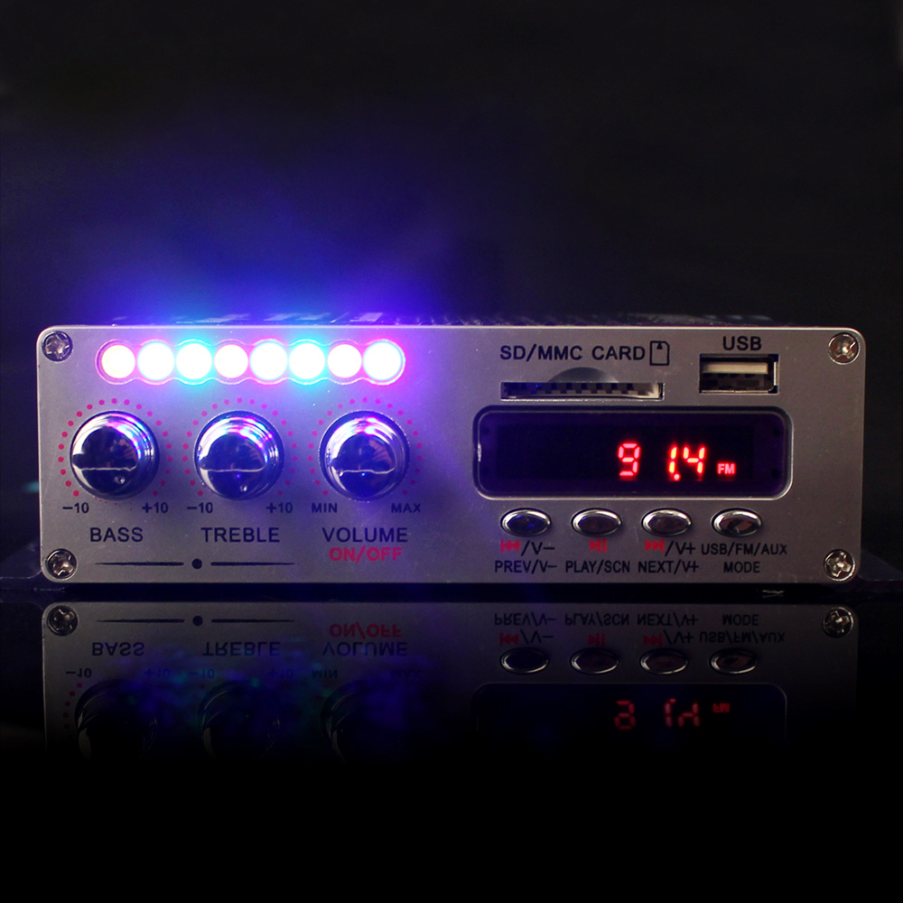 hy502s bluetooth car power amplifier stereo sound mode hifi 2 channel mini digital fm audio + mp3 speaker music player for ipod