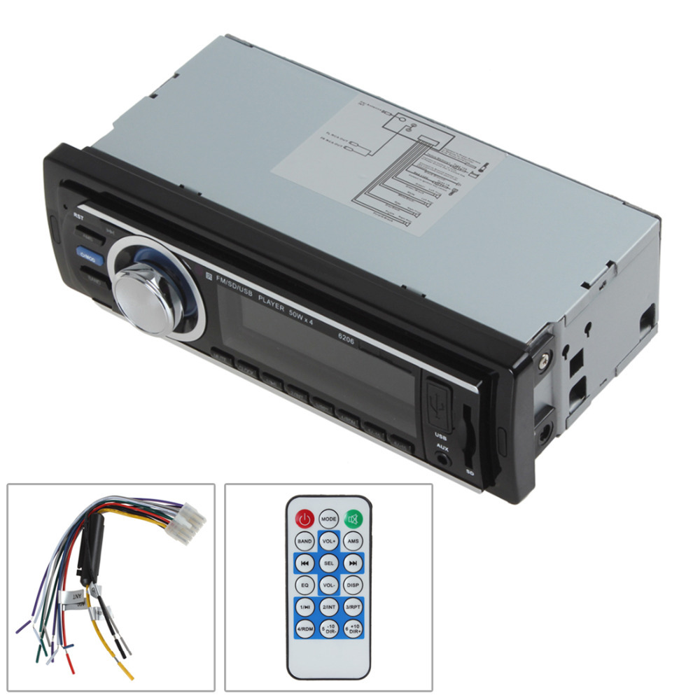 ksd6206 50w x 4 usb & sd slot car audio mp3 player lcd display screen detachable front panel car fm radio receiver
