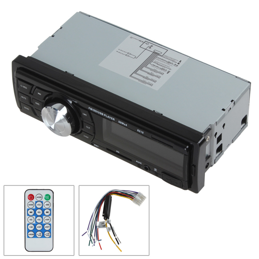ksd6210 12v 50w x 4 car audio mp3 player fm radio receiver lcd display usb & sd slot detachable front panel infrared control