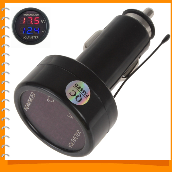 !! red blue led digital auto car battery voltage meter thermometer voltmeter volt tester gauge monitor + temperature sensor !! red blue led digital auto car battery voltage meter thermometer voltmeter volt tester gauge monitor + temperature sensor