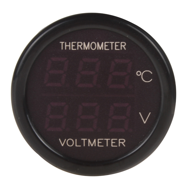!! red blue led digital auto car battery voltage meter thermometer voltmeter volt tester gauge monitor + temperature sensor