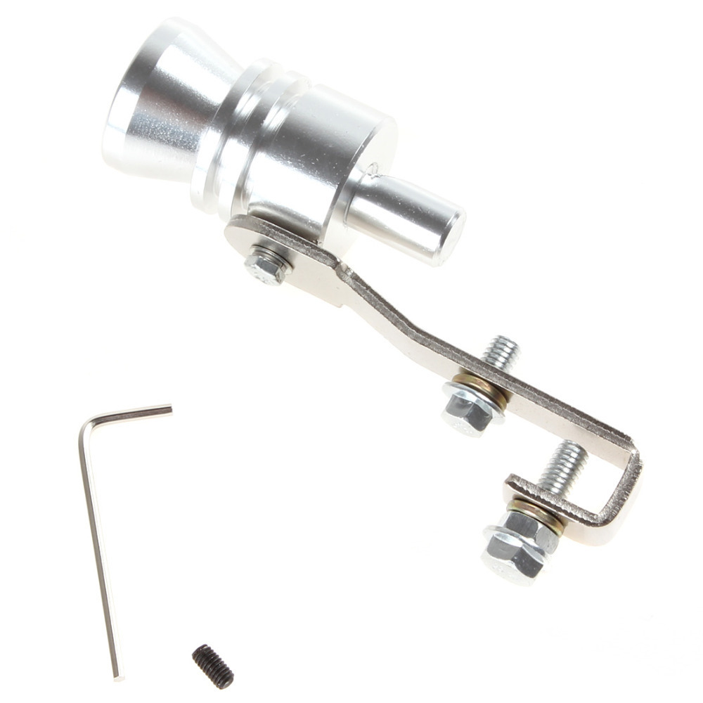 silver universal car turbo sound whistle muffler exhaust pipe auto blow-off valve simulator l