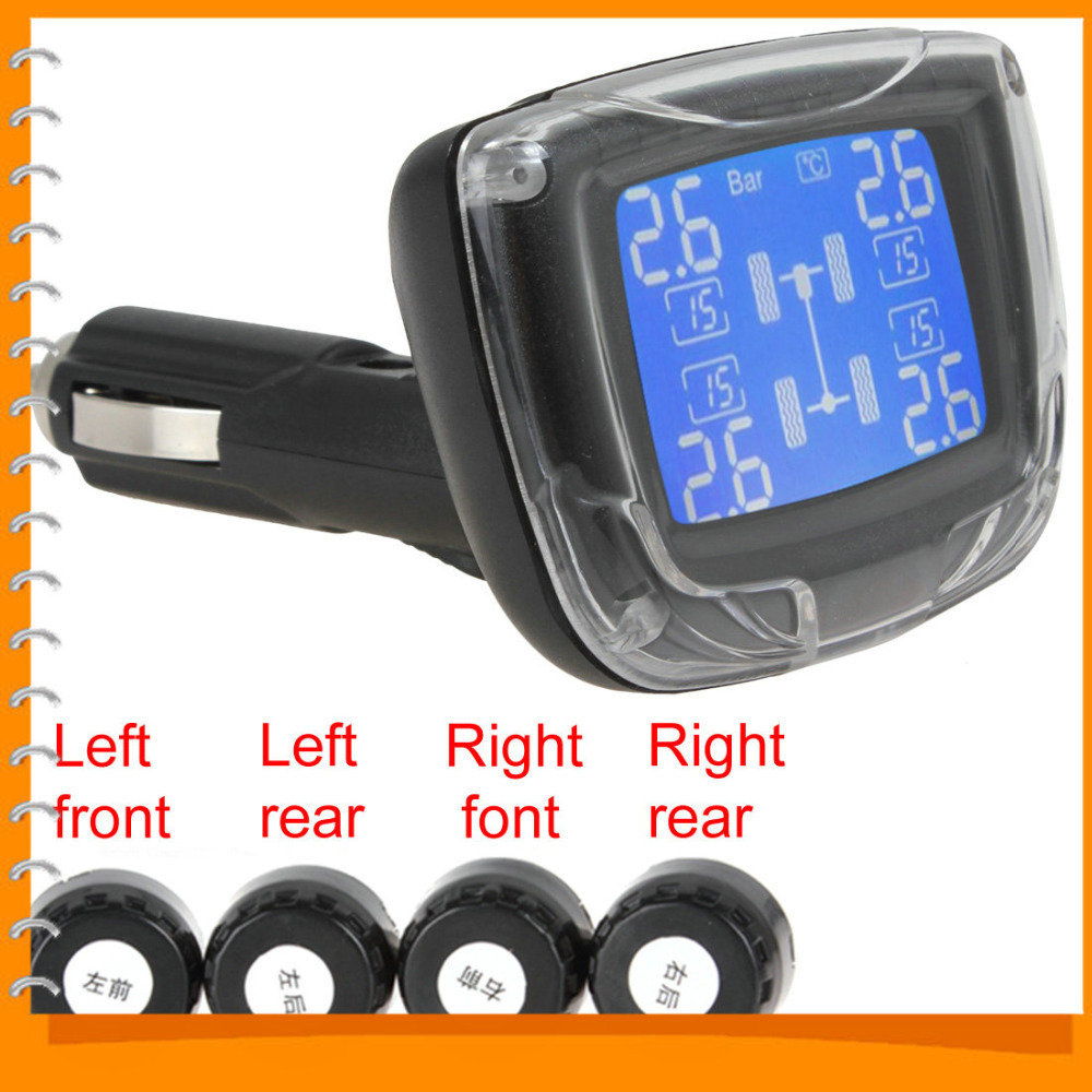tpms wireless tire pressure monitoring system car tire monitor pressure auto tyre pressure with 4 sensors & lcd display