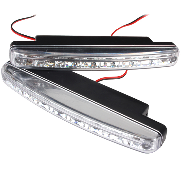 universal 12v 8 x led auto car daytime running lights fog lamps car driving light auxiliary lamp with super white light