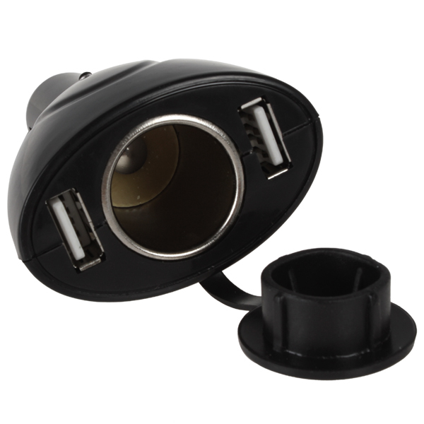 universal black 2-port dual usb auto car charger adapter & car cigarette lighter splitter adaptor for mp3 mp4 ipod gps pda