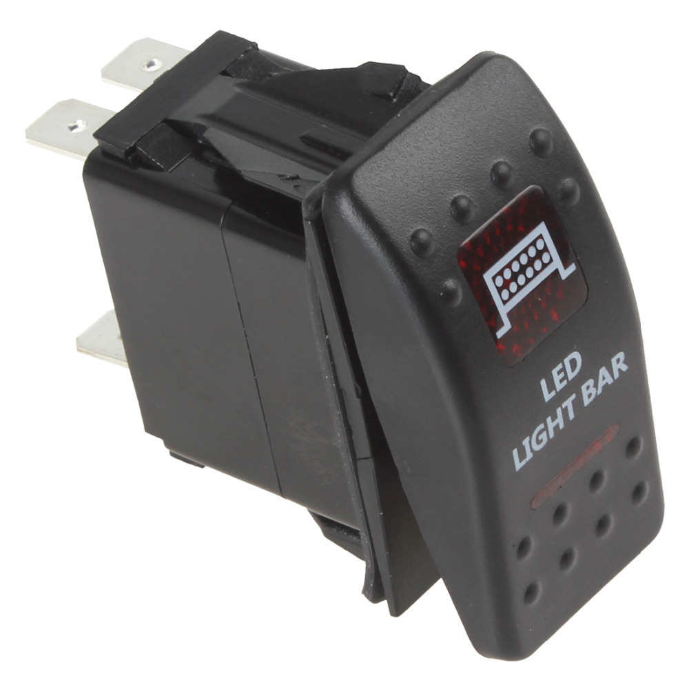 waterproof carling rocker switch 5 pin 12v 20a / 24v 10a red / blue led light bar rocker toggle switch for car motorcycle boat