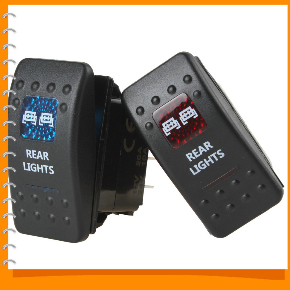 waterproof carling style rear light rocker switch 12v 20a / 24v 10a red / blue led light switch for car motorcycle boat trailer waterproof carling style rear light rocker switch 12v 20a / 24v 10a red / blue led light switch for car motorcycle boat trailer