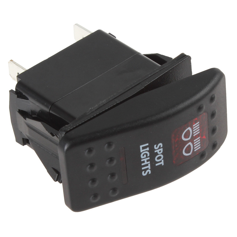 waterproof carling style spot light rocker switch 12v 20a / 24v 10a 5 pin on-off for car boat trailer ( red / blue led light )