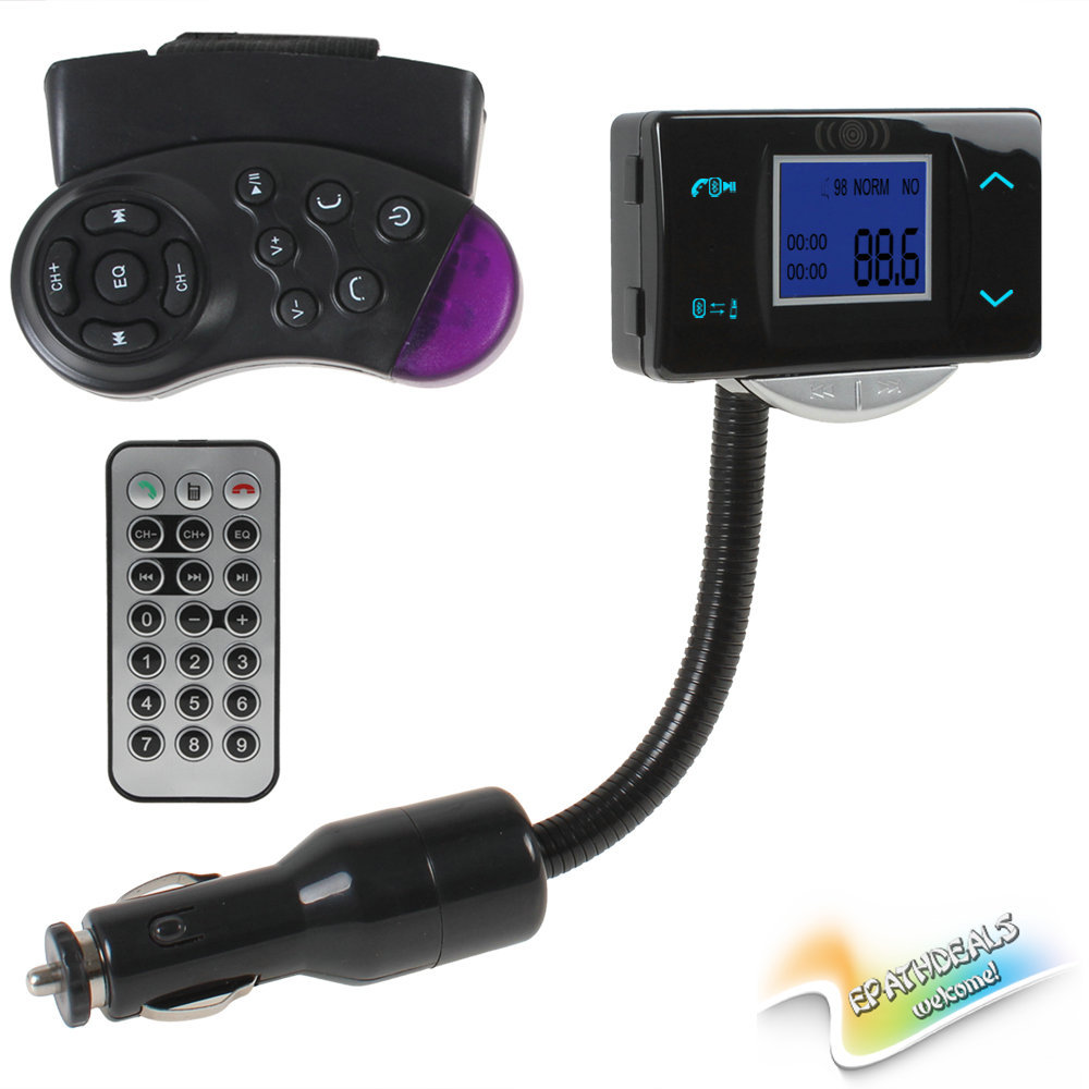 wireless hands bluetooth car kit hands mp3 player fm transmitter modulator support remote control dial + usb / sd / mmc