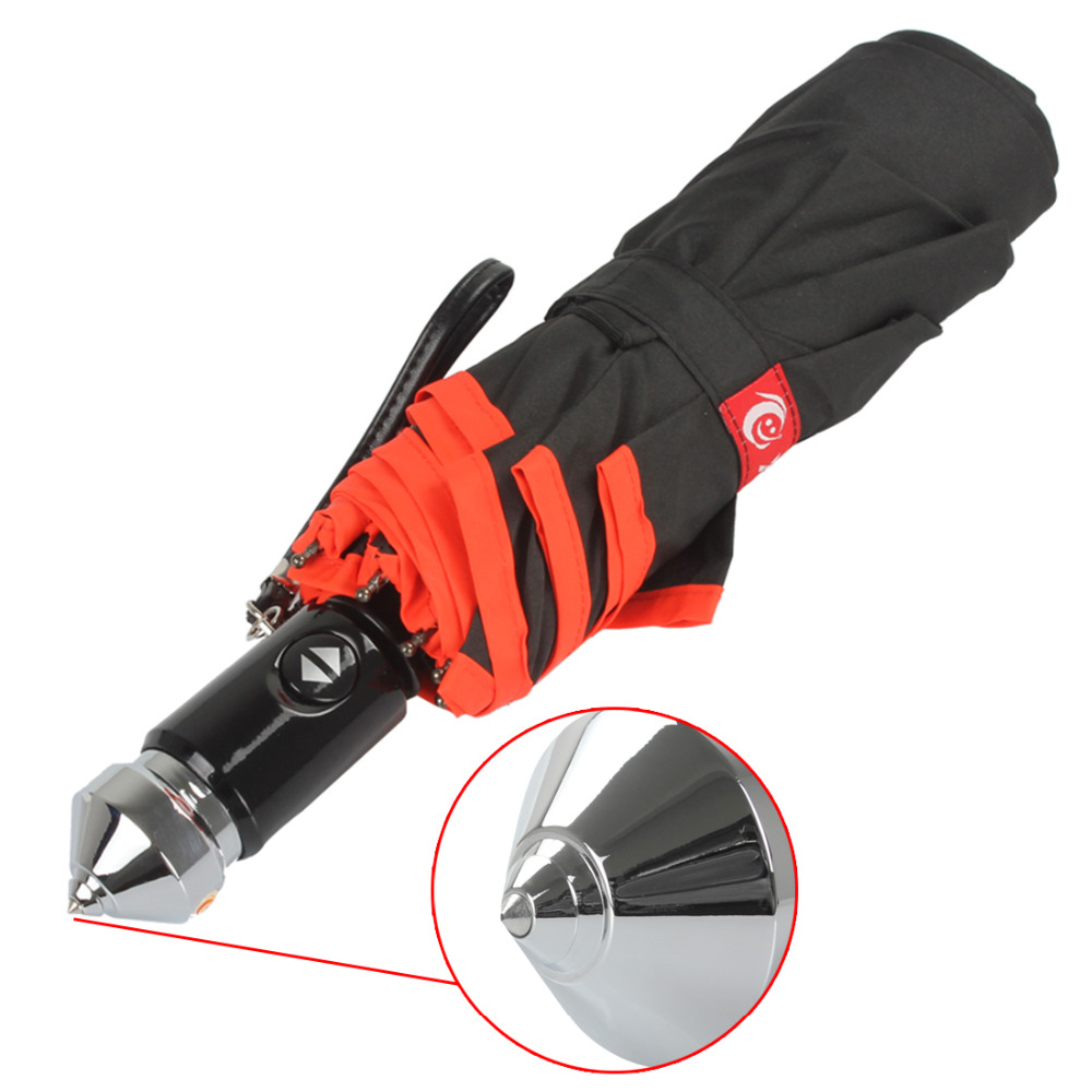 xt-as002 car folding umbrella automatic open / close + cuspidal emergency steel hammer