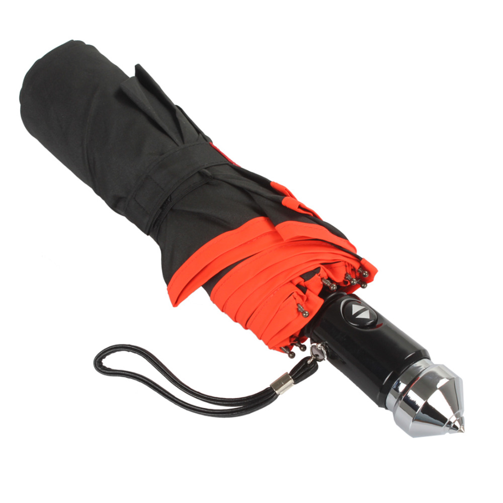 xt-as002 car folding umbrella automatic open / close + cuspidal emergency steel hammer