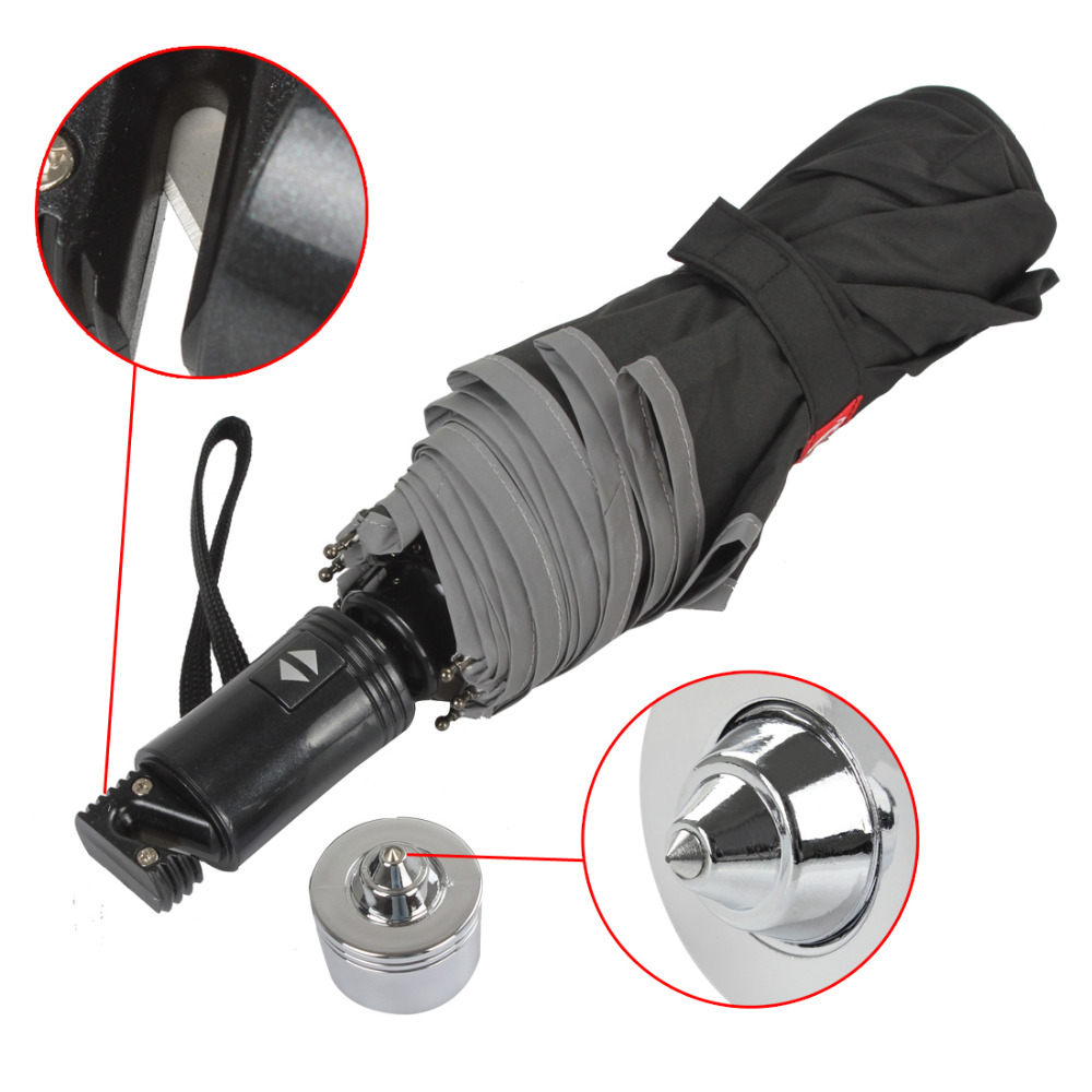 xt-as005 car foldable umbrella automatic open / close with emergency steel hammer + hidden safety belt cutter