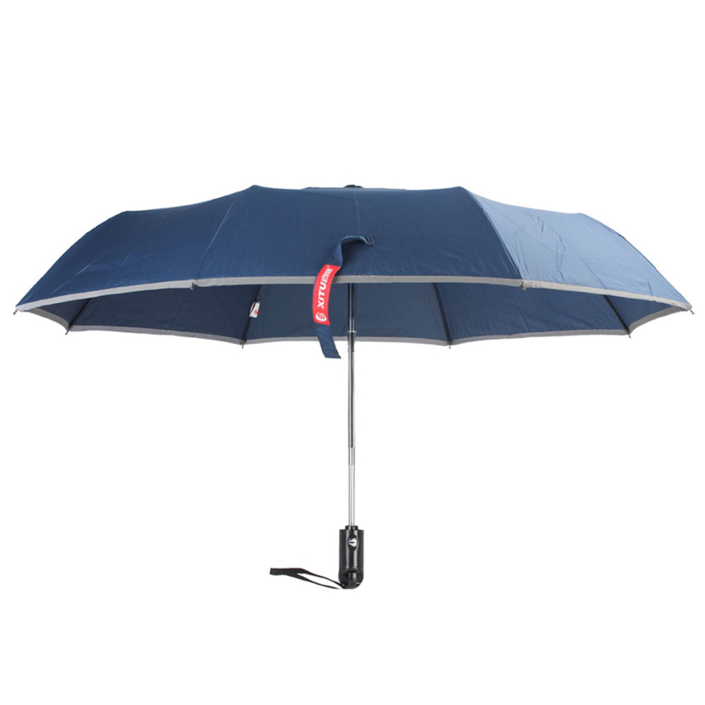 xt-as007 car folding automatic umbrella brolly with emergency steel hammer + container canister holder
