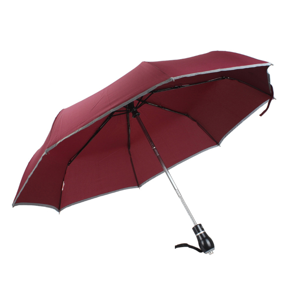 xt-as009 car foldable folding umbrella automatic open / close with emergency steel hammer & reflective article + container