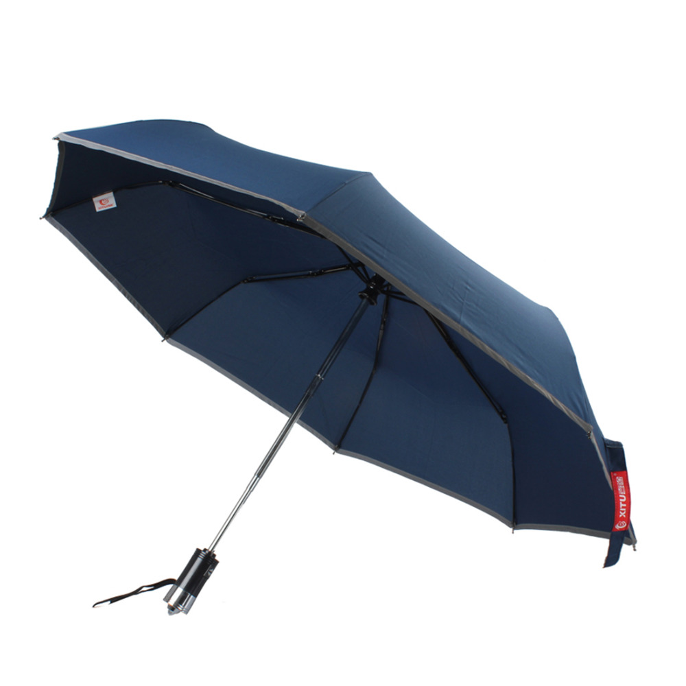 xt-as010 automatic open/close car foldable folding escape umbrella with emergency steel hammer+ container canister holder