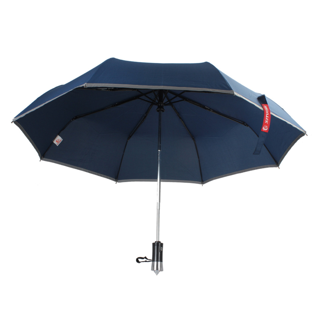 xt-as010 automatic open/close car foldable folding escape umbrella with emergency steel hammer+ container canister holder