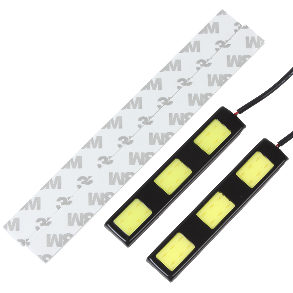 1pair! 12v 9w 9.2cm 3 cob led car daytime running lights 900lm cold white auto car led drl parking light fog lamp