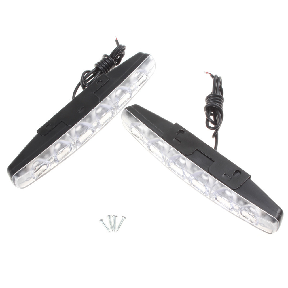 2pcs! 12v 6 x leds car daytime running light drl waterproof / dustproof driving warning safety lights vehicles security lamp