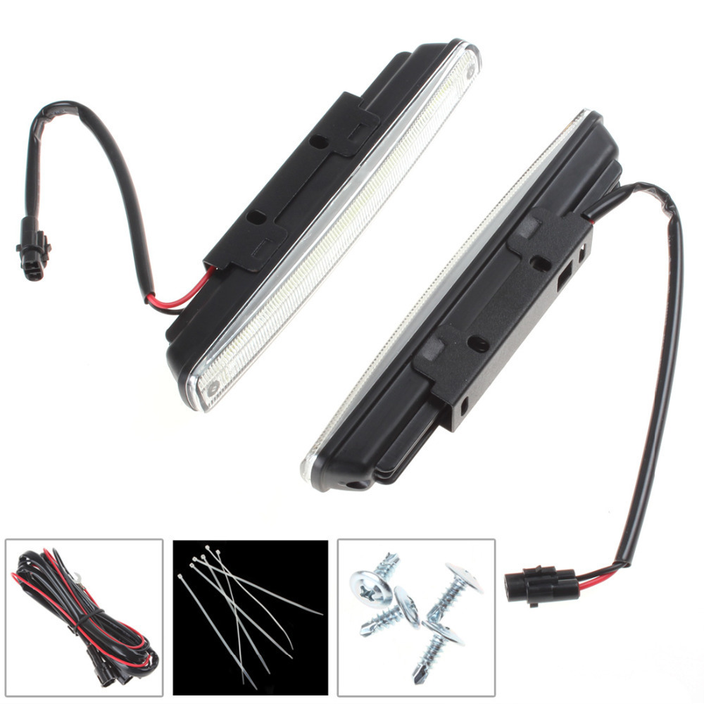 2pcs! 18cm cob led super white vehicle car daytime running light drl waterproof warning / security lamp with bracket