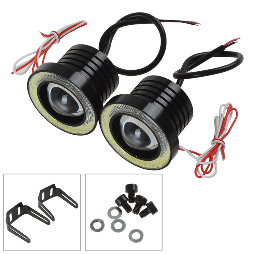 2pcs 2.5 inch 30w cob led auto car fog light lamp 1800lm 12v / 24v angel eyes fog light ( blue / white / red )
