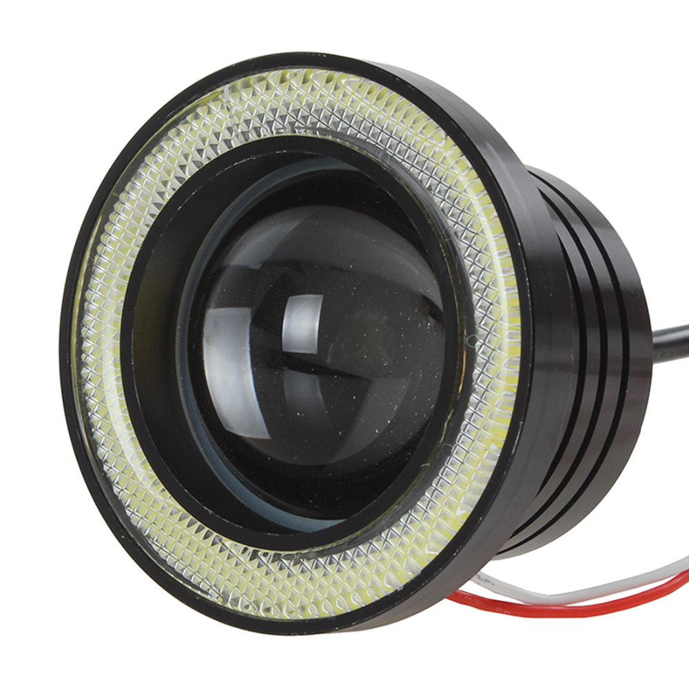2pcs 3 inch 30w 12v 1800lm cob led fog light auto car angel eyes light lamp 76mm headlight