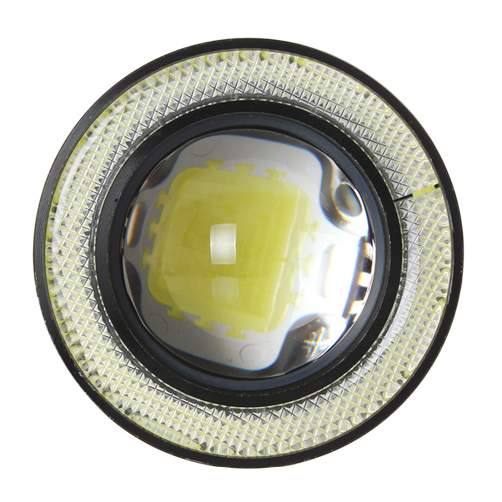 2pcs 3 inch 30w 12v 1800lm cob led fog light auto car angel eyes light lamp 76mm headlight