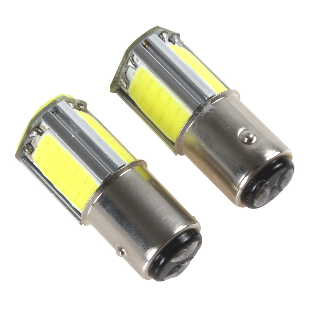 2pcs! 360 degree 1157 7w white cob led auto car daytime driving light bulb brake fog back-up light lamp