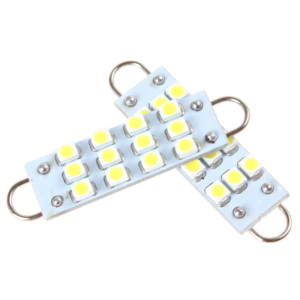 2pcs! 44mm 12v 12-smd led light bulb rigid loop license plate lamp car reading lamp interior dome map door cargo light