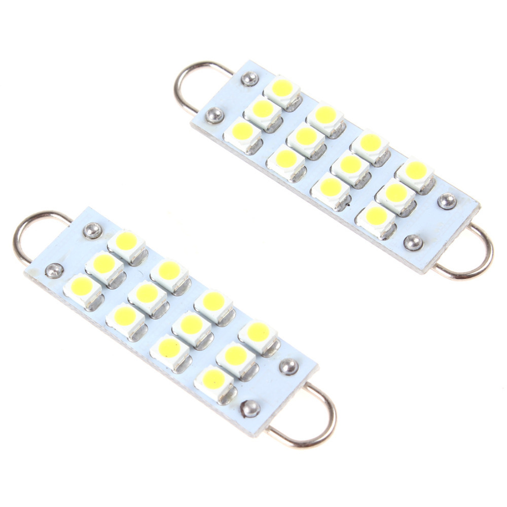 2pcs! 44mm 12v 12-smd led light bulb rigid loop license plate lamp car reading lamp interior dome map door cargo light
