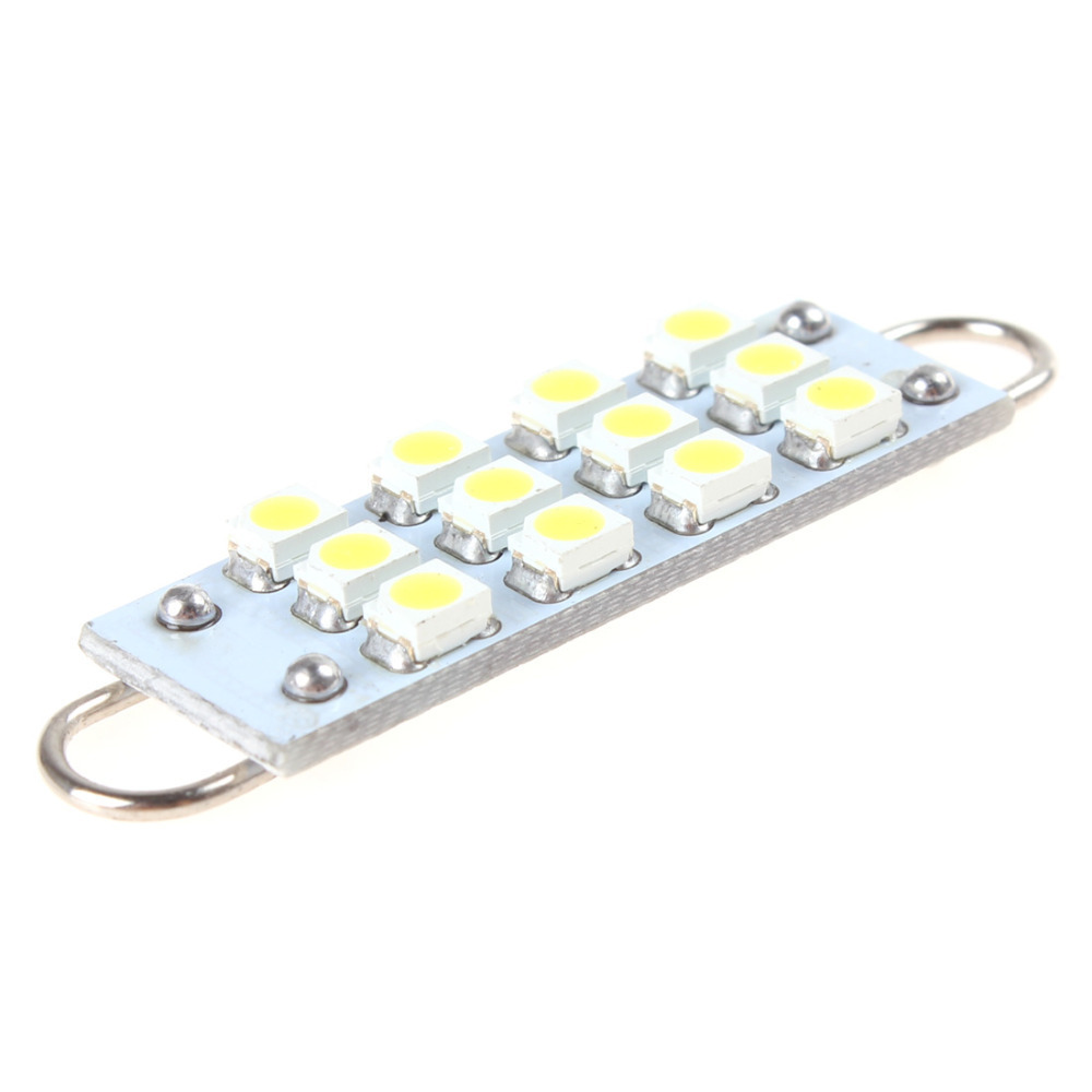 2pcs! 44mm 12v 12-smd led light bulb rigid loop license plate lamp car reading lamp interior dome map door cargo light