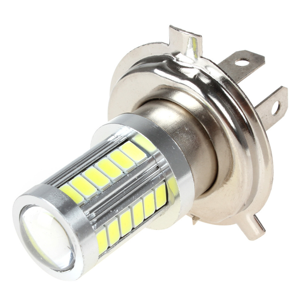 2pcs! dc 12v h4-5630-33smd led white motorcycle head driving light daylight auto car fog lamp bulb