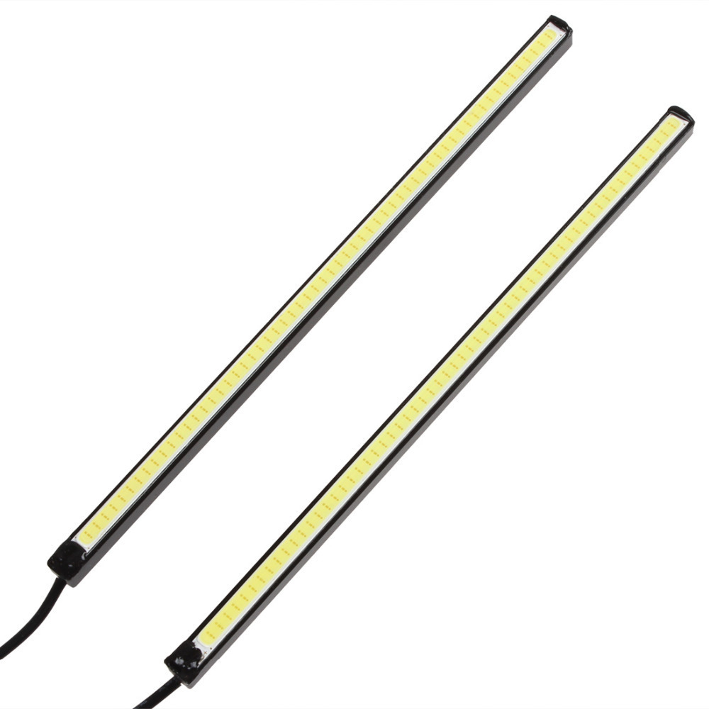 2pcs/pair! universal led cob drl auto car daytime running lights lamp 20cm 15w waterproof ultra slim led drl strip